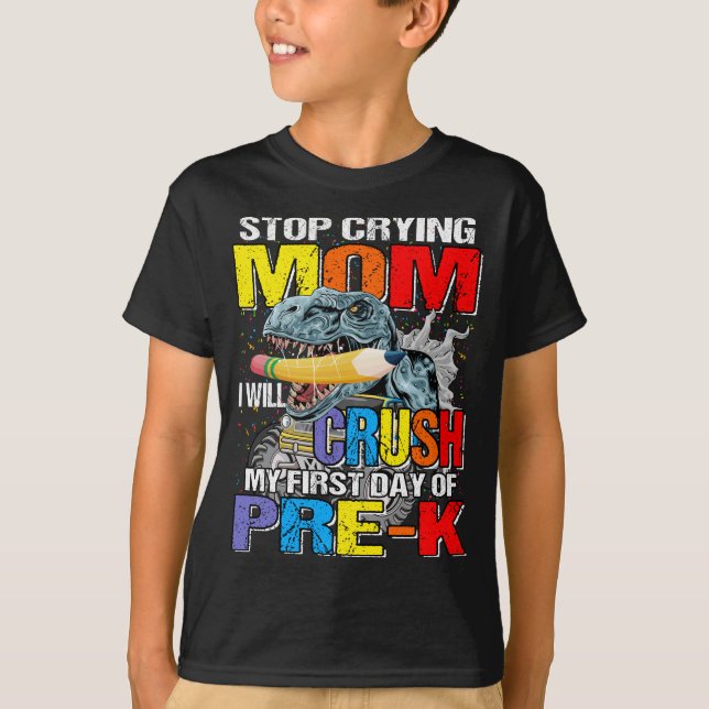 Pre-K Monster Lastbil Dinosaur T-Shirt (Framsida)