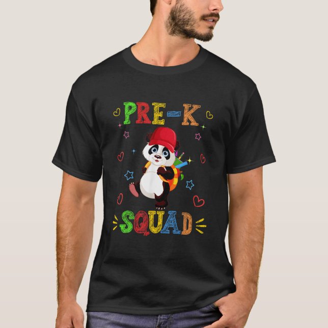 Pre-K Panda Squad Tillbaka Till Skolan T Shirt (Framsida)