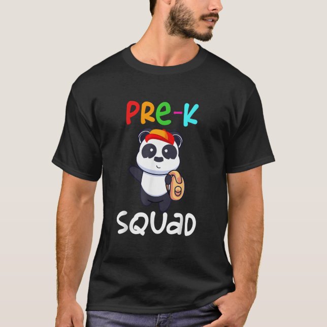 Pre-K Preschool Squad Teacher Student Panda Back T T Shirt (Framsida)