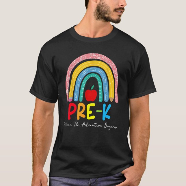 Pre K Rainbow Teacher Team Second Klass Squad Girl T Shirt (Framsida)