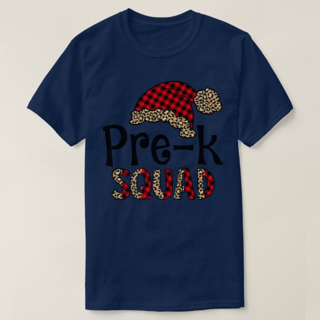 Pre K Santa Hat Buffalo Play Leopard Funny Julafto T Shirt (Design framsida)