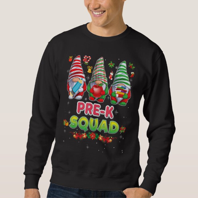Pre K Squad Merry Christmas Gnomes Student Sweater Lång Ärmad Tröja (Framsida)