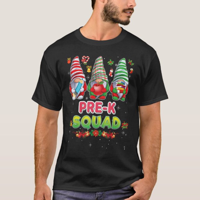 Pre K Squad Merry Christmas Gnomes Student Sweater T Shirt (Framsida)