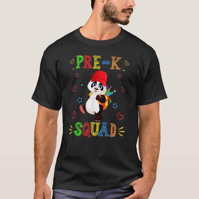 Pre K Squad Panda Cute Back to school T Shirt (Framsida)
