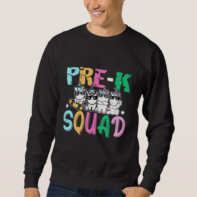Pre-K Squad Unicorn Pre-K Teacher Student Lång Ärmad Tröja (Framsida)