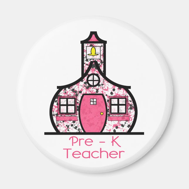 Pre K Teacher Paint Splatter Schoolhouse Magnet (Framsidan)