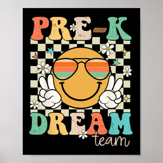 Pre-k Team Dröm Lärare Retro Förskola Tillbaka Til Poster (Framsidan)