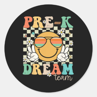 Pre-k Team Dröm Läraren Retro Förskola Tillbaka Ti Runt Klistermärke