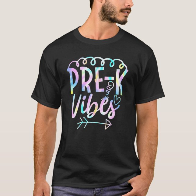 Pre K Vibes Back to school Tie Dye Lärare Student T Shirt (Framsida)