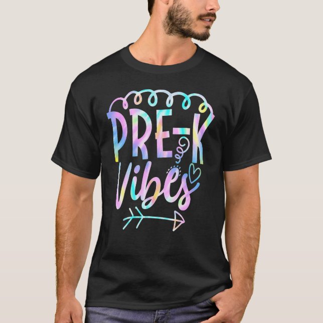 Pre K Vibes Back to school Tie Dye Lärare Student T Shirt (Framsida)