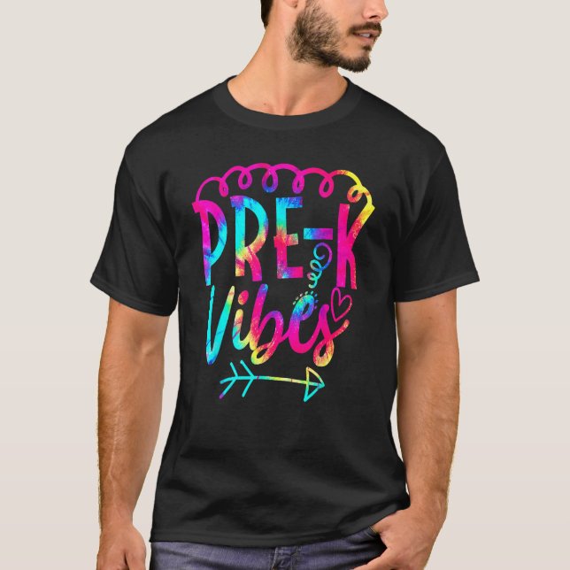 Pre K Vibes Back to school Tie Dye Lärare Student T Shirt (Framsida)