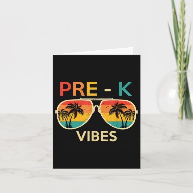 Pre K Vibes Retro Sunset Sungles Back to school Kort (Framsida)