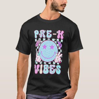 Pre-k Vibes Smile Face Back To School Teacher Girl T Shirt
