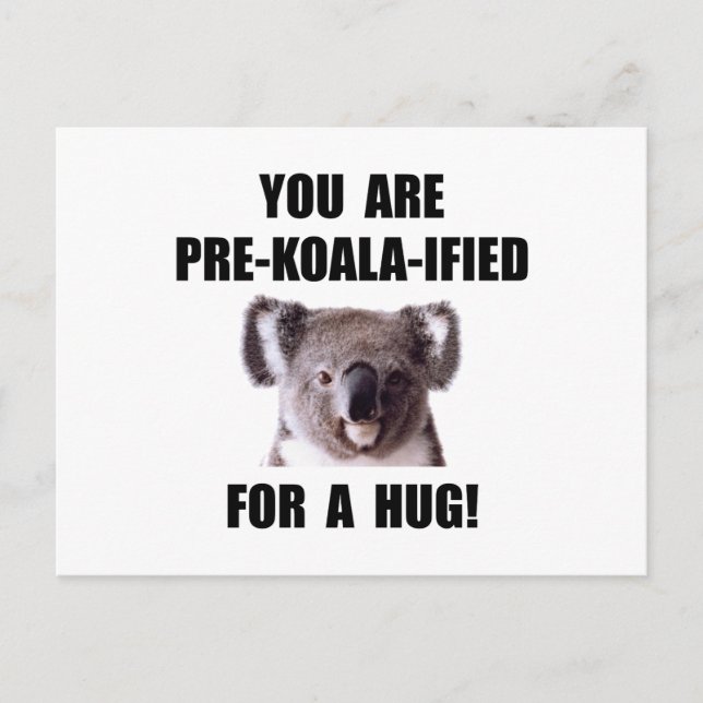 Pre Koala Qualified Hug Vykort (Framsida)