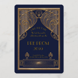 Pre-PromJunior, Underbar Gatsby, Guld, marin Spara Datumet