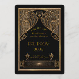 Pre-PromJunior, Underbar Gatsby, Guld, svart Spara Datumet