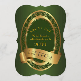 Pre PromJunior, Underbar Prom, emerald grönt, guld Spara Datumet