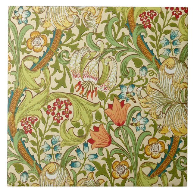 Pre-Raphaelite för William Morris guld- Kakelplatta (Framsidan)