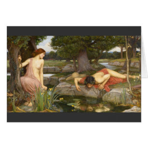 Pre-Raphaelite Painting Echo och Narcissus Hälsningskort