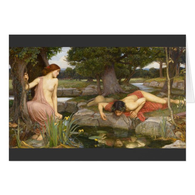 Pre-Raphaelite Painting Echo och Narcissus Hälsningskort (Framsidan Horizontal)