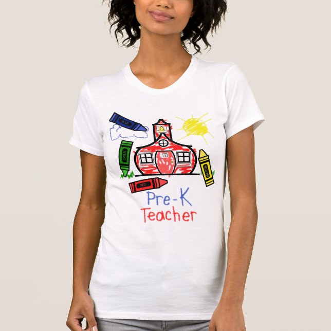 Pre skjorta för K-lärare T - Schoolhouse & kritor Tee (Framsida)