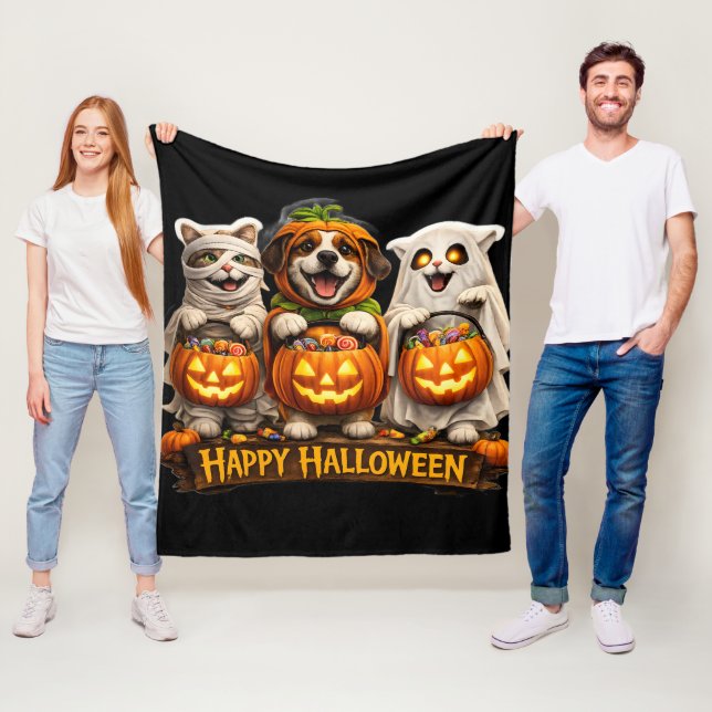 Pre-whimsical happy Halloween cozy fleece blanket (På plats)