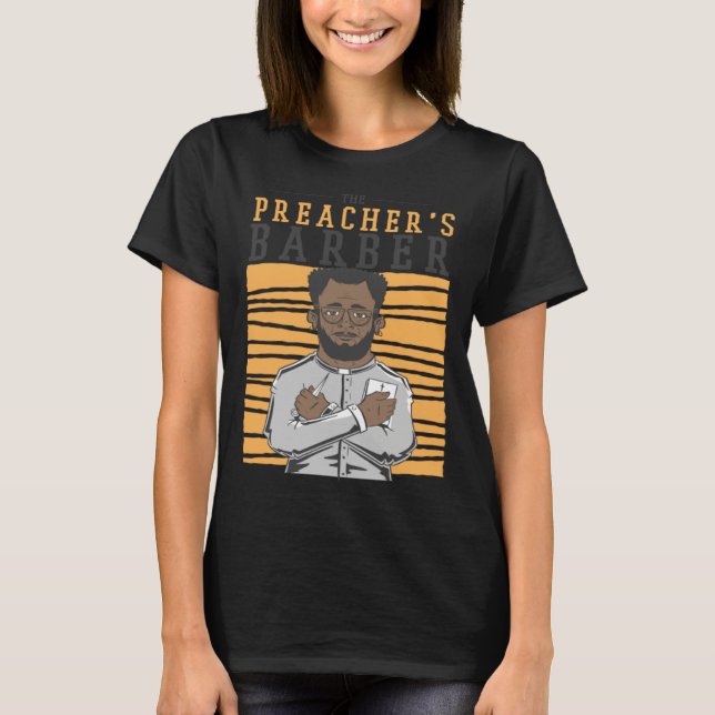 Preacher's barber haircut hair t shirt (Framsida)