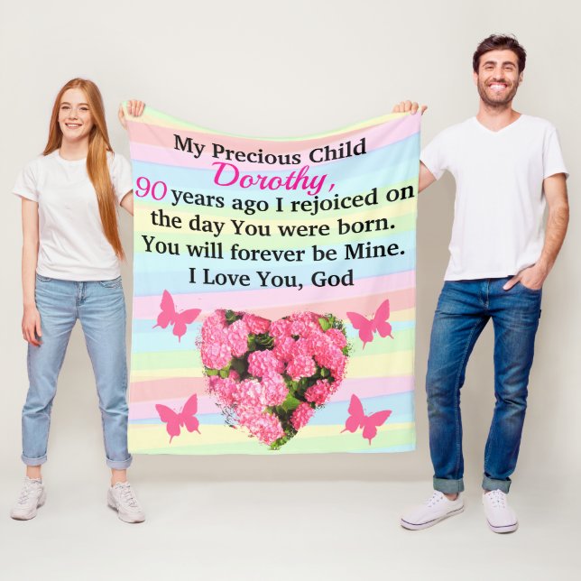 PRECIOUS 90:E BIRTHDAY DAM PERSONLIG FLEECEFILT (På plats)