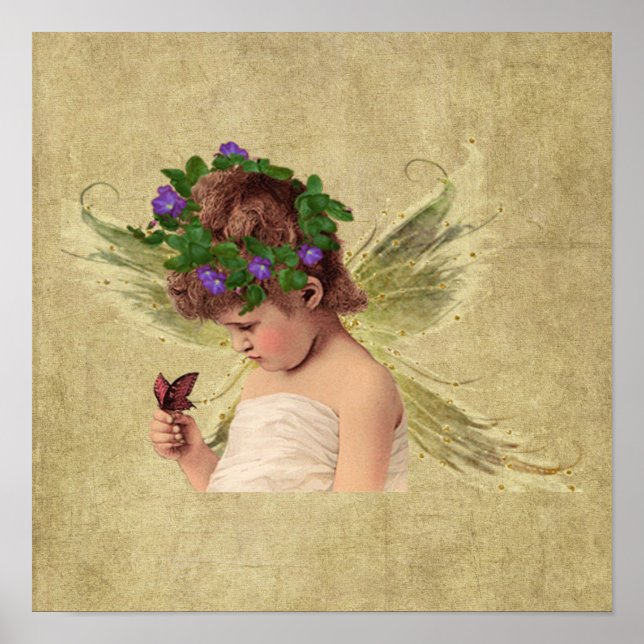 Precious Angel Girl w/butterfly-Print Poster (Framsidan)