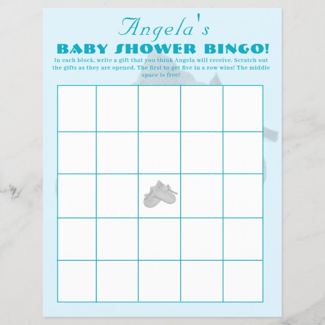 Precious Bundle Boy Baby Shower Bingo Reklamblad (Framsidan)