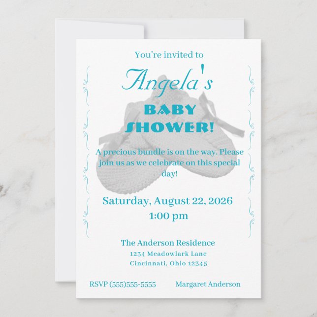 Precious Bundle Boy Baby Shower Invitation Inbjudningar (Framsida)
