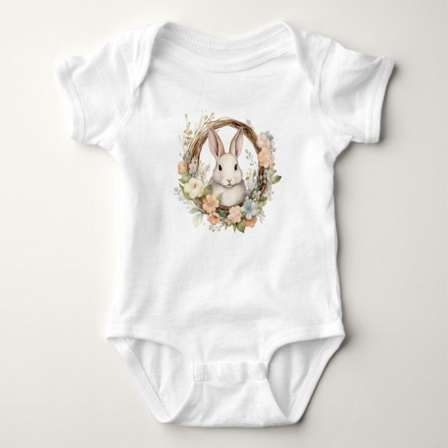 Precious Bunny Rabbit med Vår blommor T Shirt (Framsida)