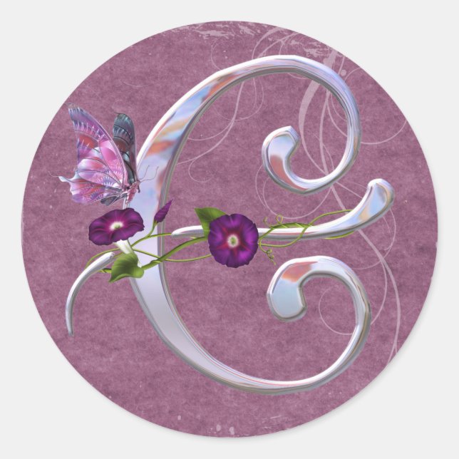 Precious Butterfly Initial C Runt Klistermärke (Framsida)