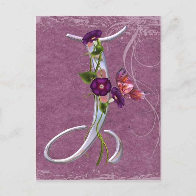 Precious Butterfly Initial J Vykort (Framsida)