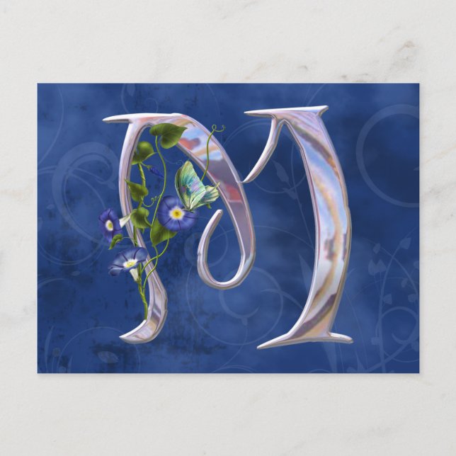 Precious Butterfly Initial M Vykort (Framsida)