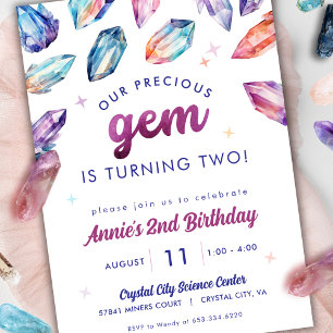 Precious Gem Girls 2:a födelsedagscrystal Inbjudningar