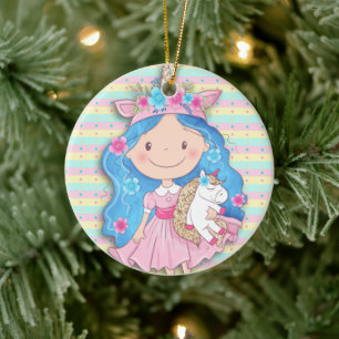 Precious Girl Cutie med Unicorn-jul Julgransprydnad Keramik
