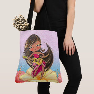 Precious Guitar Girl Tote See Back Tygkasse