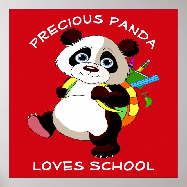 Precious Panda Kärlek School Poster (Framsidan)