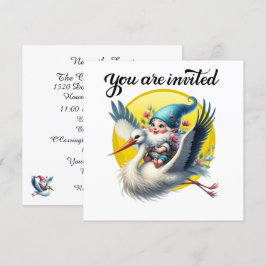 Precious Stork och Gnome Inbjudningar