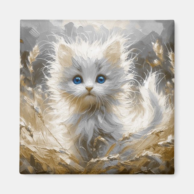 Precious White Kitten Magnet (Framsidan)