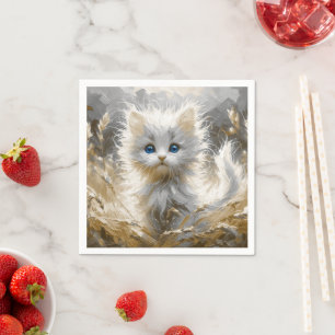 Precious White Kitten Pappersservett