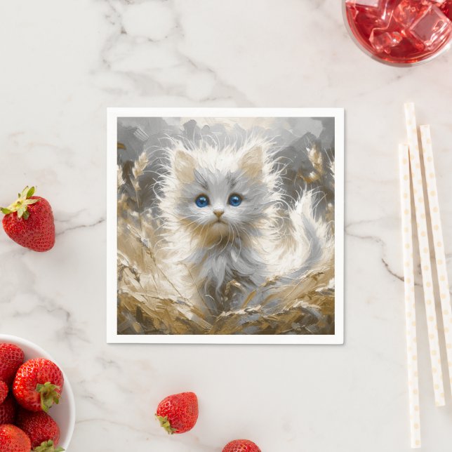 Precious White Kitten Pappersservett (Insitu)