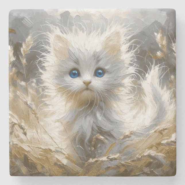 Precious White Kitten Stenunderlägg (Framsidan)