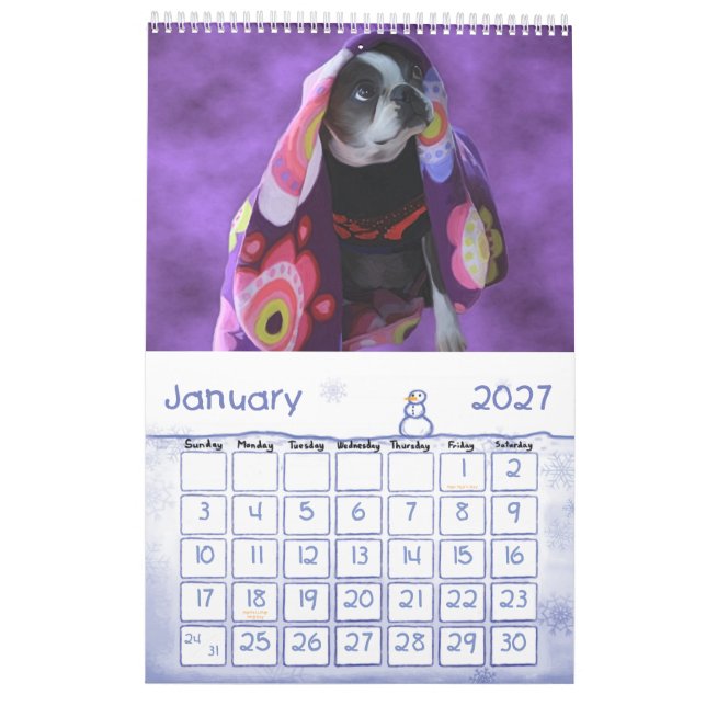 Precis Bostons Kalender (Jan 2027)