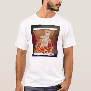 Precis boxas kattungen omkring i pizzaen t shirt