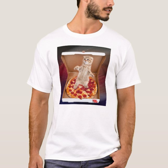 Precis boxas kattungen omkring i pizzaen t shirt (Framsida)