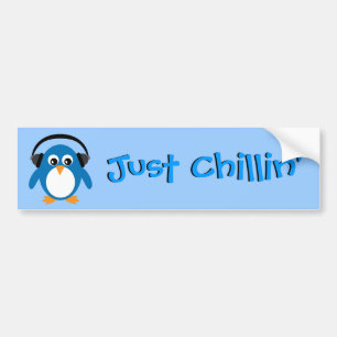 Precis Chillin pingvin med hörlurar Bildekal