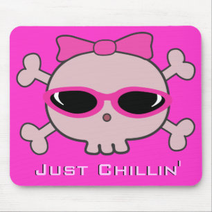 Precis Chillin rosa tecknadskalle med solglasögon Musmatta