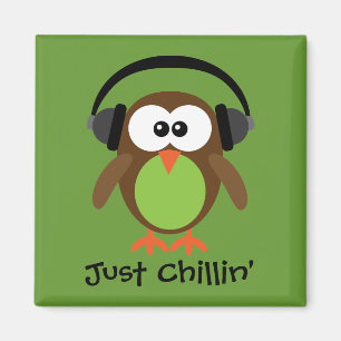 Precis Chillin uggla med hörlurar Magnet